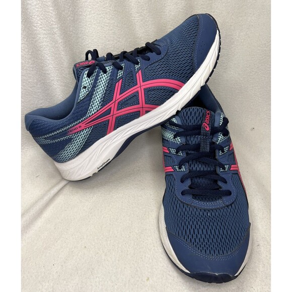ASICS Gel-Contend 6 Womens Size 9.5 Running Shoes Blue Pink 1012A570 - Picture 1 of 8